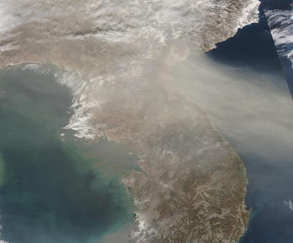 Aerosols (Smoke? Dust?) off Korean Peninsula