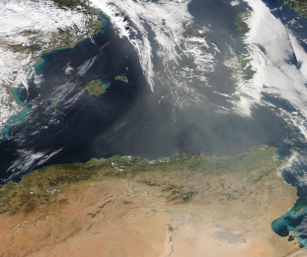 Dust over the Mediterranean Sea