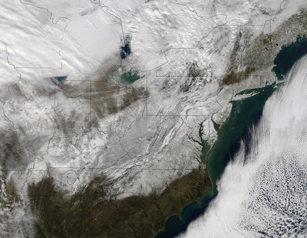 Snow across eastern United States