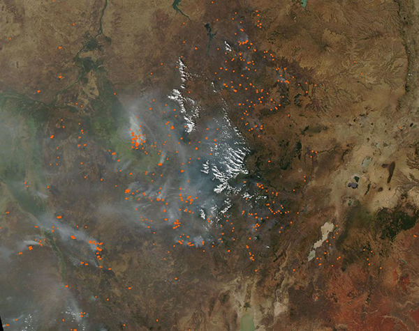 Fires in South Sudan and Ethiopia