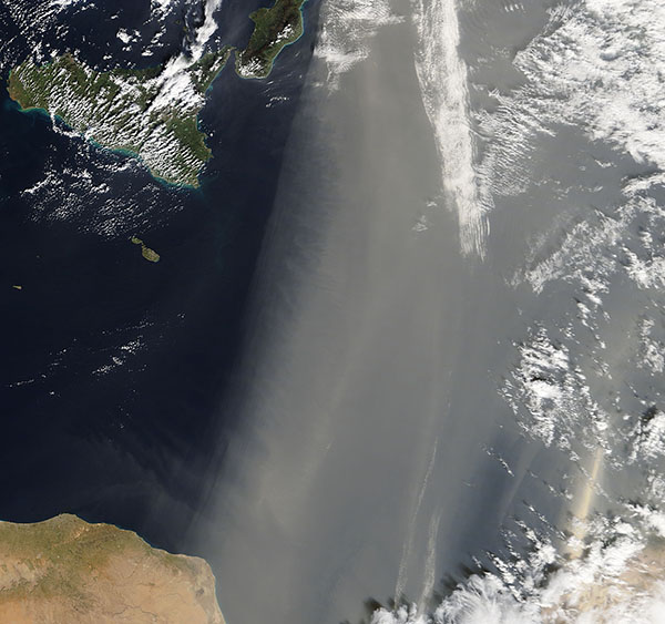 Dust storm over the eastern Mediterranean Sea
