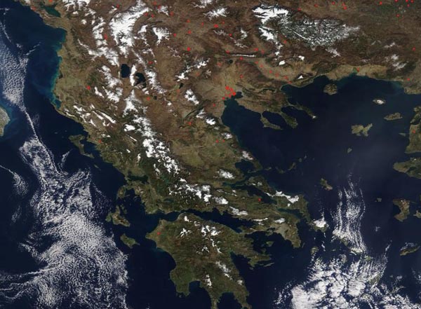 Snow in Mountains of Greece, New Macedonia, and Albania