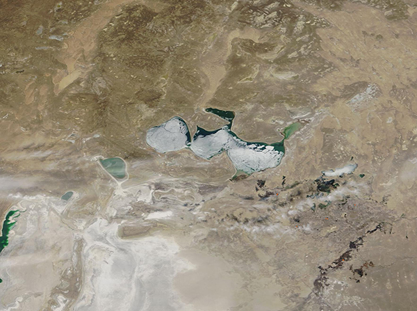 Ice receding on the North Aral Sea