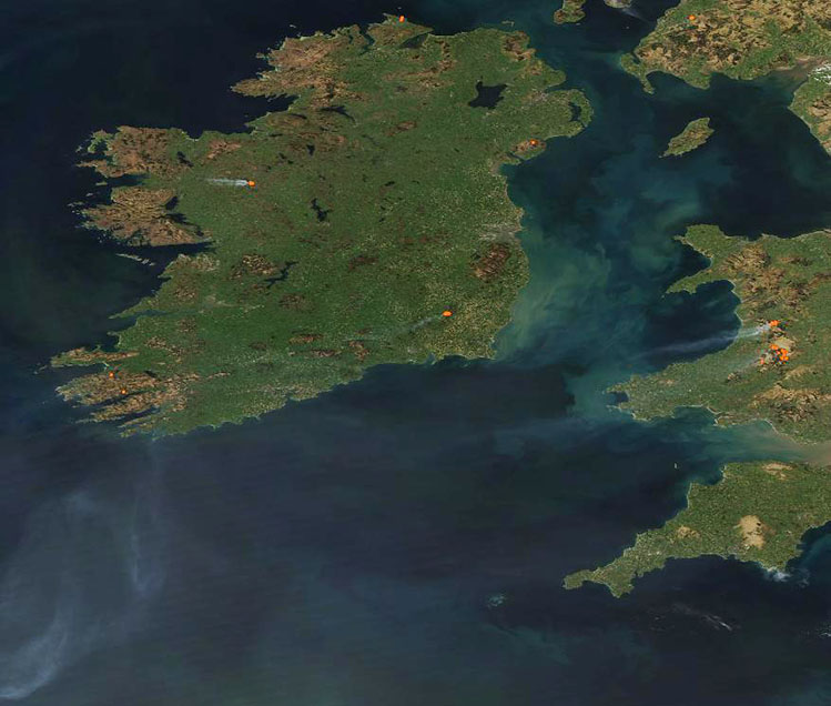Wildfires in Ireland and Wales