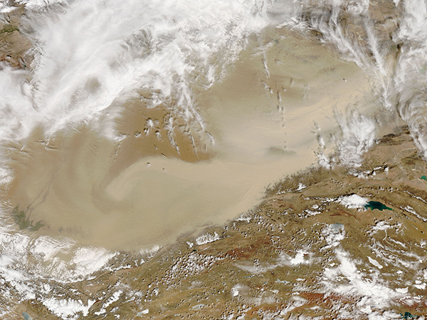 Dust storm in Taklimakan Desert, Western China