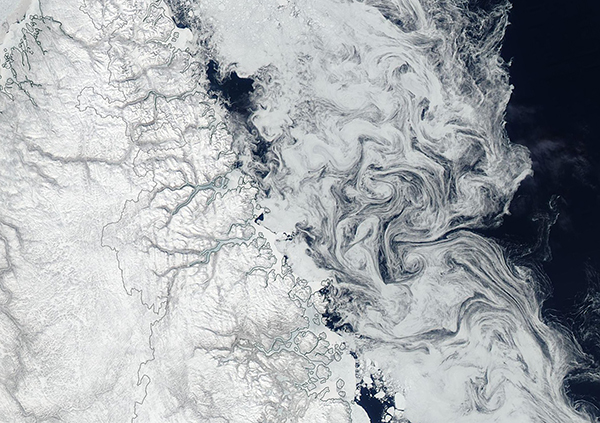Sea Ice Swirls in the Labrador Sea