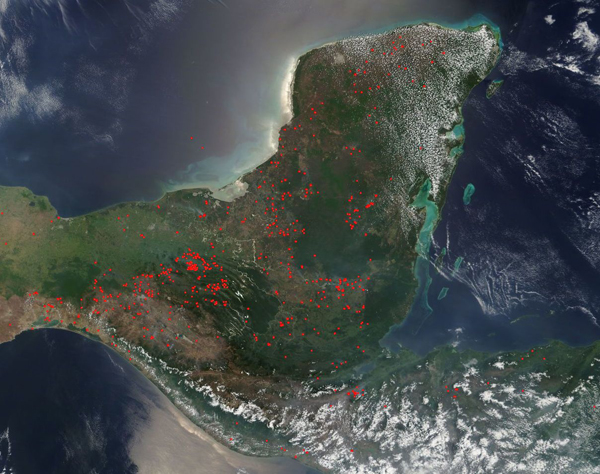 Fires in Yucatan