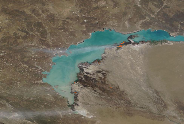 Fire at Lake Balkhash