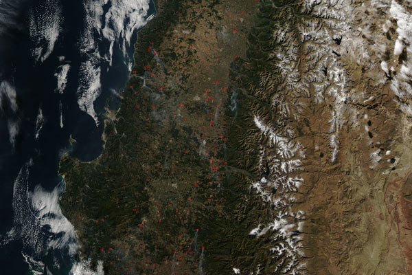 Fires in central Chile