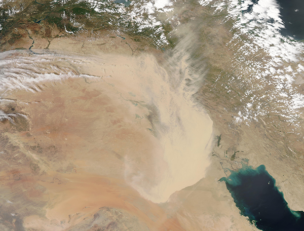 Dust over Saudi Arabia, Iraq, and Iran