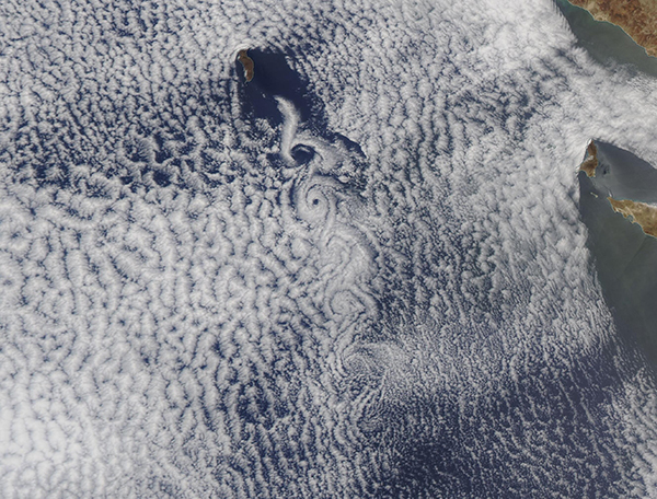 Von Karman Vortice Clouds off Guadalupe Island