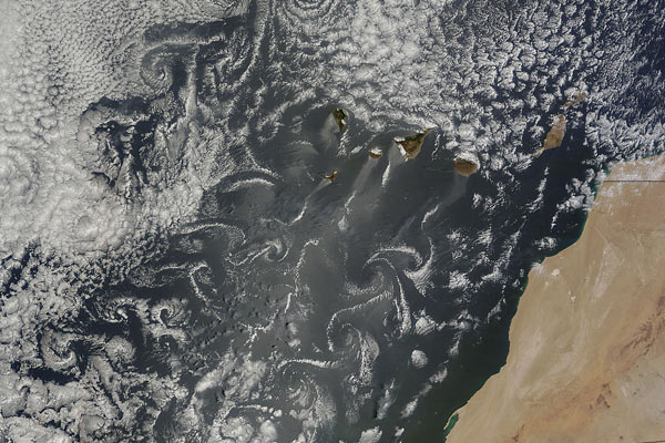 Cloud vortices off Canary Islands