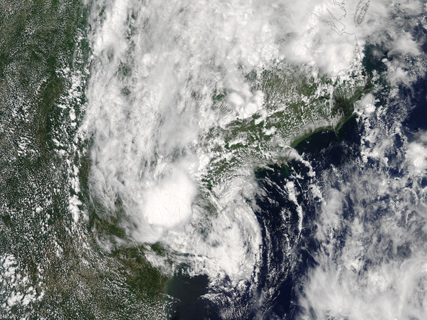 Tropical Depression Bonnie (02L) over southeastern United States