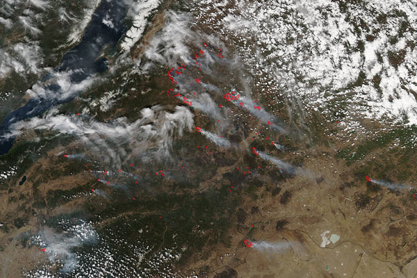 Fires near Lake Baikal, Russia