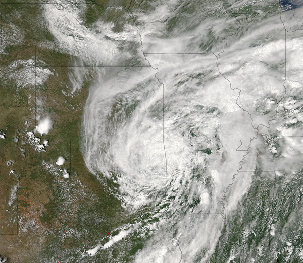 Remnants of Tropical Storm Bill (02L) over the central United States