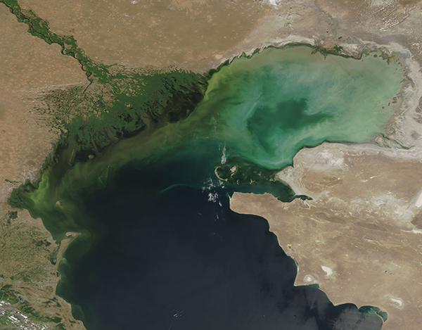 Volga River Delta and the Caspian Sea