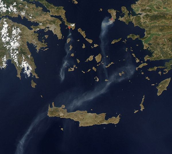 Fires in the Aegean Sea (afternoon overpass)