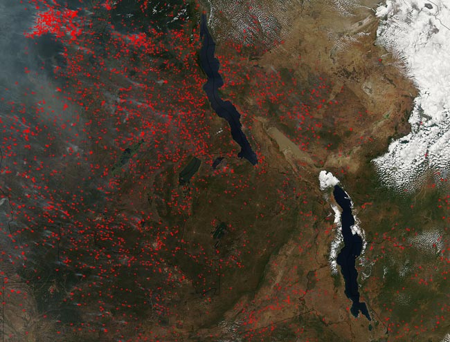 Fires in southeastern Africa