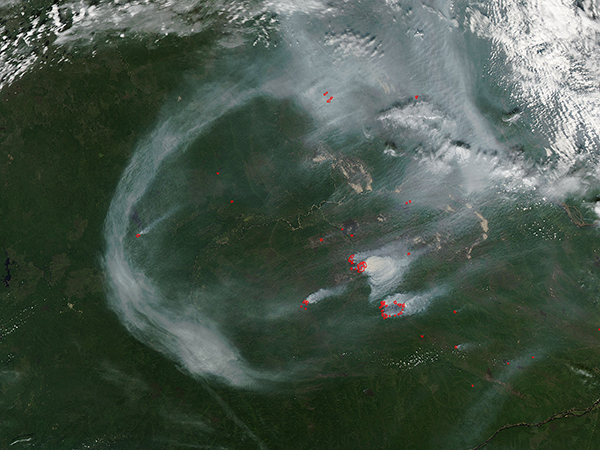 Fires and smoke in eastern Siberia