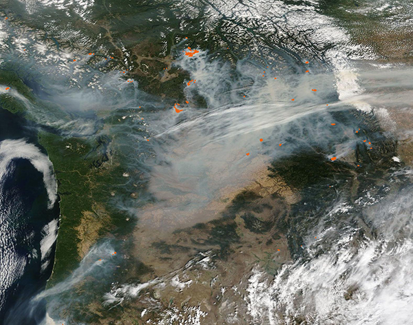Fires in NW USA and Western Canada