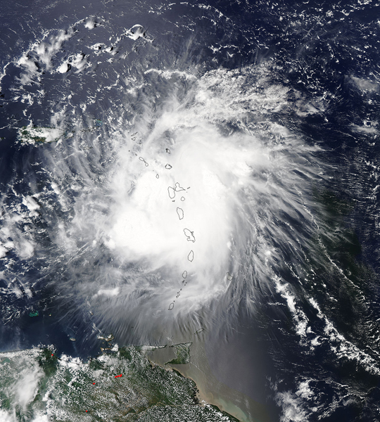 Tropical Storm Erika (05L) over the Lesser Antilles (afternoon overpass)