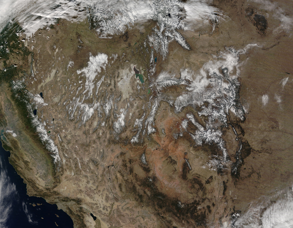 Snow in the mountains of western United States