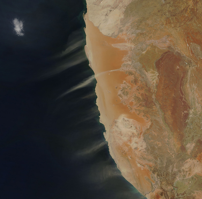 Dust storms off the coast of Namibia