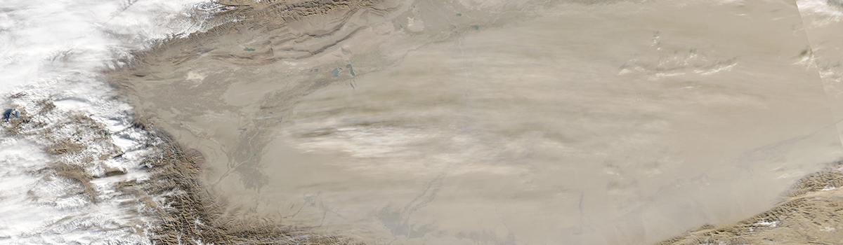 Dust Shrouds the Taklamakan Desert